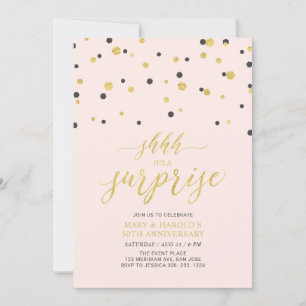 Invitation Rose et or   50e anniversaire du Mariage surprise