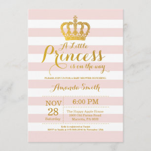 Invitation Rose et or d'invitation de princesse baby shower