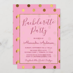 Invitation Rose et partie de Bachelorette de point de polka