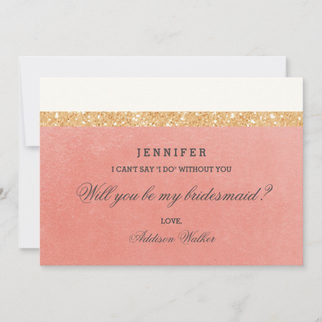 Invitation Rose et parties scintillantes d'or | vous serez ma (Devant)