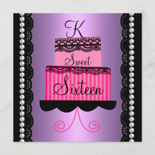 Invitation rose et pourpre de sweet sixteen de
