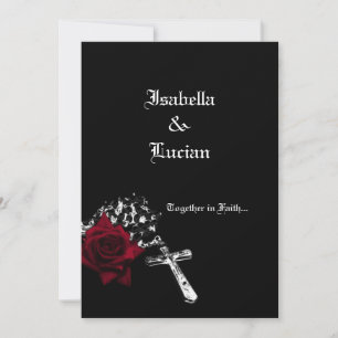 Invitation Rose et Rosary Goth Wedding