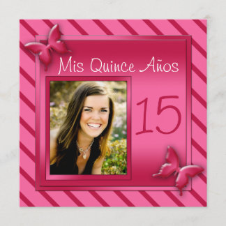 Invitation rose et rouge de Quinceañera de photo