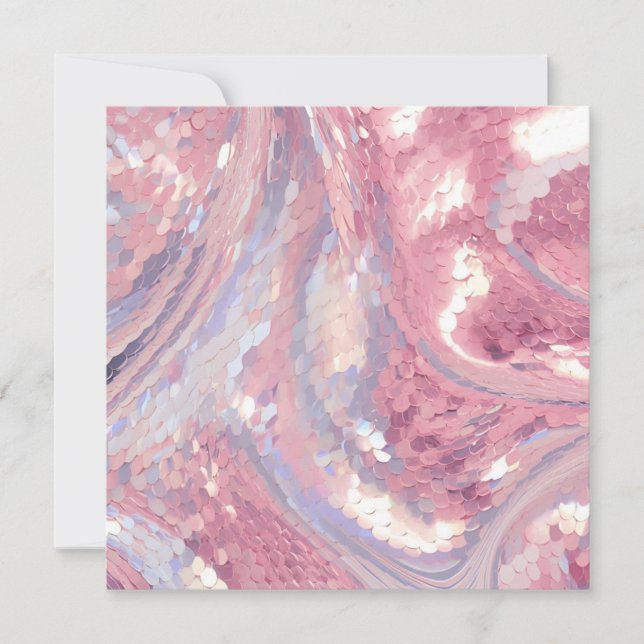 Invitation Rose et sequin iridescent violet (Devant)