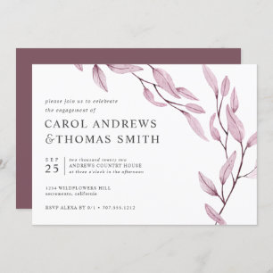 Invitation Rose éthéré Chic Botanical Engagement Party