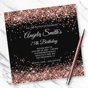 Invitation Rose étincelant Parties scintillant or 75e anniver