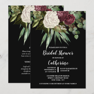 Invitation Rose eucalyptus feuille verdure fleurie chic