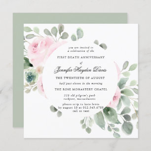 Invitation Rose Eucalyptus Premier Anniversaire de la mort