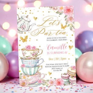 Invitation Rose fantaisiste Fête d'anniversaire thé floral ro