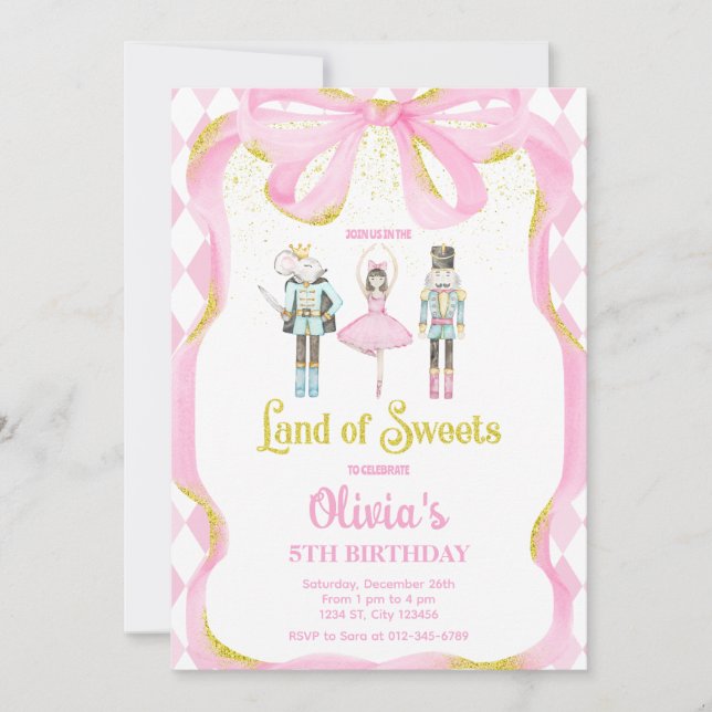 Invitation Rose Fée du Pays des Friandises Casse-N (Devant)