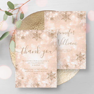 Invitation Rose festif Gold Winter Wedding Merci