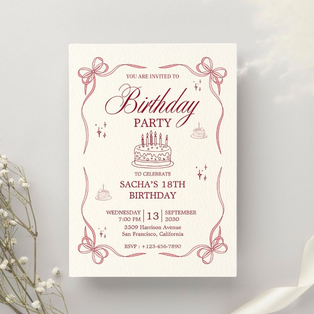 Invitation Rose Fête Joyeux 18ème Anniversaire (Créateur téléchargé)