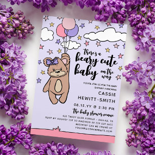 Invitation Rose Fille Mignonne Fête de Naissance de Bébé Viol