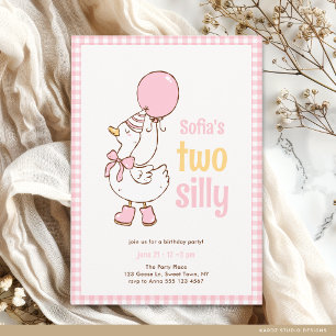 Invitation Rose Filles Deux Oie Sotte 2ème Anniversaire