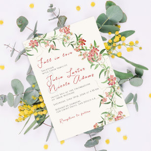 Invitation Rose Fleur Sauvage Rose Printanière Mariage