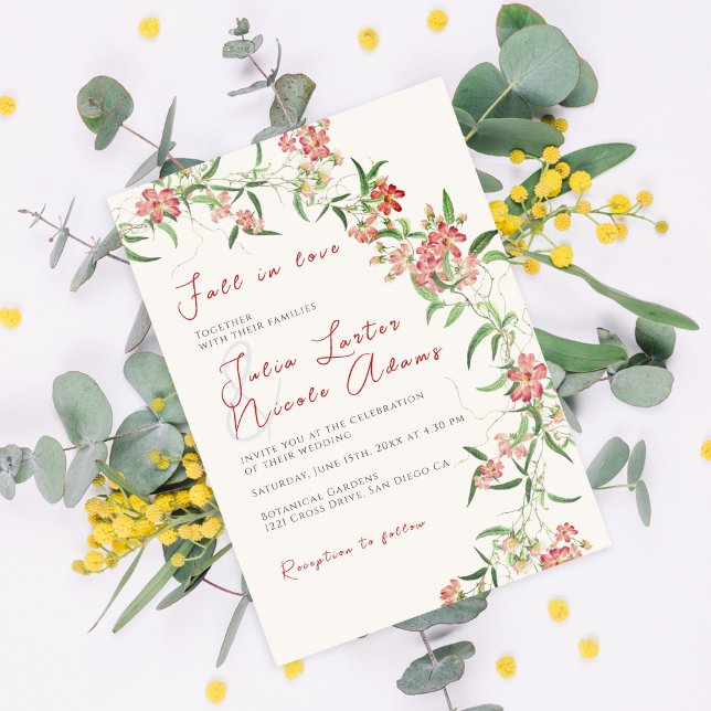 Invitation Rose Fleur Sauvage Rose Printanière Mariage (Créateur téléchargé)