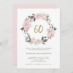 Invitation Rose floral avec anniversaire de l'or de Faux le