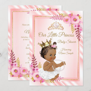 Invitation Rose Floral Blanc Princesse Baby shower Ethnique