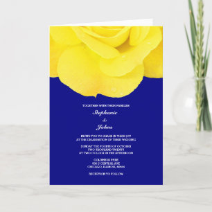 Invitation Rose floral bleu bleu marine Mariage d'été du prin