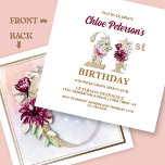Invitation Rose Floral C 21e fête d'anniversaire<br><div class="desc">Organisez la célébration parfaite du 21ème anniversaire avec cet élégant monogramme rose floral C présenté à l'envers pour les noms des filles d'anniversaire en commençant par la lettre C. Des chiffres floraux élégants sont utilisés dans l'invitation à accentuer l'âge de fête.</div>