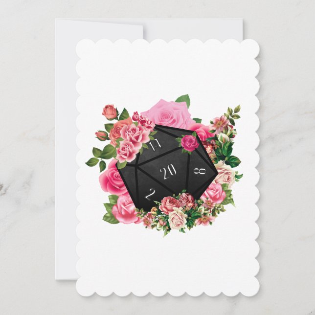 Invitation Rose Floral D20 Tabletop Dice RPG (Devant)