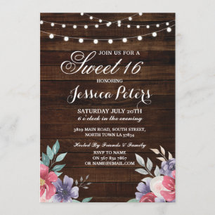 Invitation rose floral de fleur de partie rustique