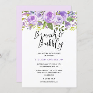 Invitation Rose Floral De Lavande Violette Brunch Et Bubbly