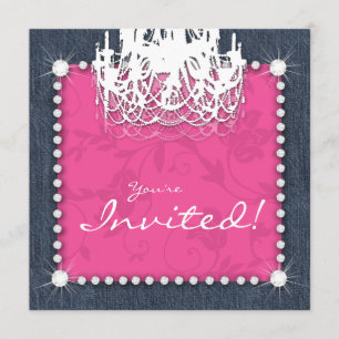 Invitation Rose floral de lustre de mariage de diamants du