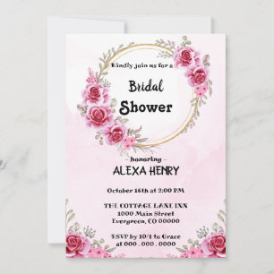 Invitation Rose floral Élégant Boho aquarelles de verdure, fi
