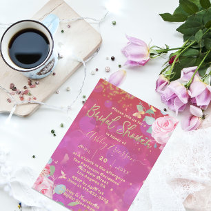 Invitation Rose Floral Fancy Élégante Fête des mariées romant