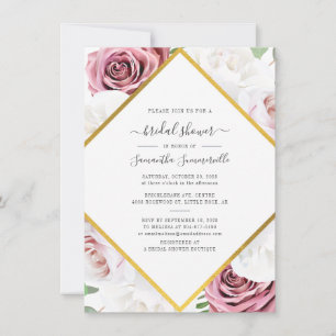 Invitation Rose Floral Fête des mariées Botanique Géométrique