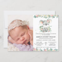 Rose floral mignon Koala Baptême Christening Photo