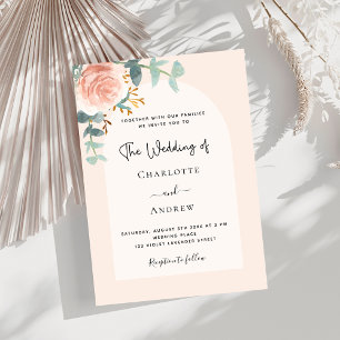 Invitation Rose floral or blush arch mariage de luxe