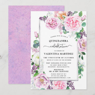 Invitation Rose Floral Quinceanera