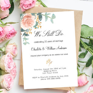 Invitation Rose floral verdure rose vow renouvellement mariag