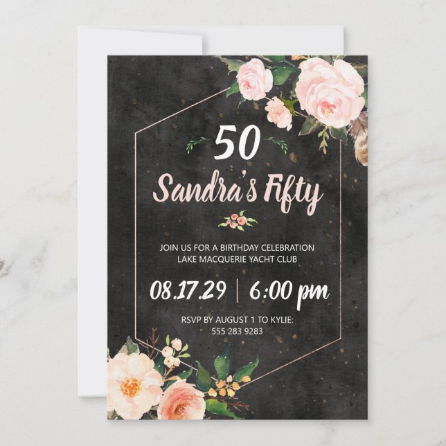 Invitation Rose Florale Rose pour Femmes (Devant)