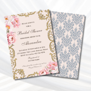 Invitation Rose Florale Vintage Paeonie Christian Shower de M