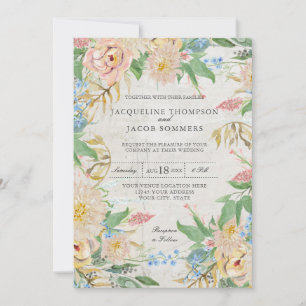 Invitation Rose flou Chrysanthemum Floral Aquarelle Art