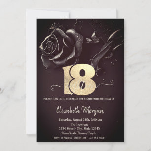 Invitation Rose foncé gothique Bourgogne 18e anniversaire