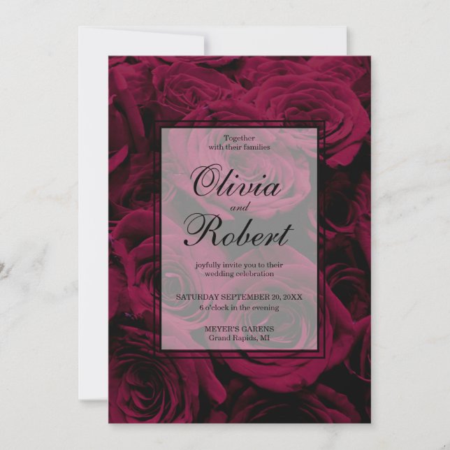 Invitation Rose foncé magenta rouge bordeaux (Devant)