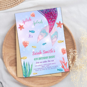 Invitation Rose foncé sur le dessus sirène Anniversaire