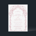 Invitation Rose foncé Victorian Frame Mariage<br><div class="desc">Elégant Cadre Rose foncé Inspiré Victorien,  faire-part de mariage. Caractéristiques modèles,  typographie tendance avec détails modèle sur le dos.</div>