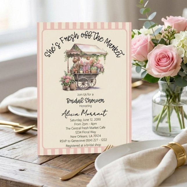 Invitation Rose fraîche sur le marché Mariage champêtre (Créateur téléchargé)