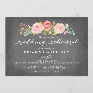 Invitation Rose Garden Floral Chalkboard Mariage