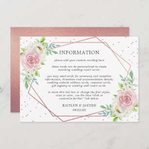 Invitation Rose géométrique chic Gold Foil Floral Info Mariag