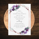 Invitation Rose géométrique moderne violet Mariage Floral or<br><div class="desc">Elégante fleurs violettes rose or cadre géométrique faire-part de mariage floral vous pouvez facilement customiser avec vos détails en cliquant sur le bouton "Personnaliser". Caractéristiques typographie populaire moderne avec texte de script en noir sur blanc arrière - plan CONSEIL : Produits correspondants disponibles ci-dessous pour votre commodité</div>