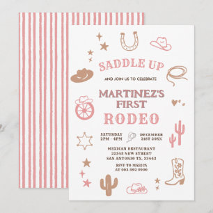 Invitation Rose Girl My First Rodeo Cowgirl Birthday