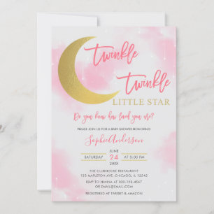Invitation Rose Girl Twinkle Twinkle Little Star Baby shower