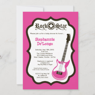 invitation rose Girly de baby shower de guitare de