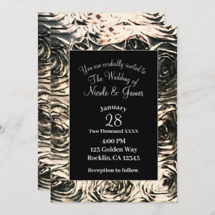 Invitation Rose glamour bronze or Rustique Floral Mariage